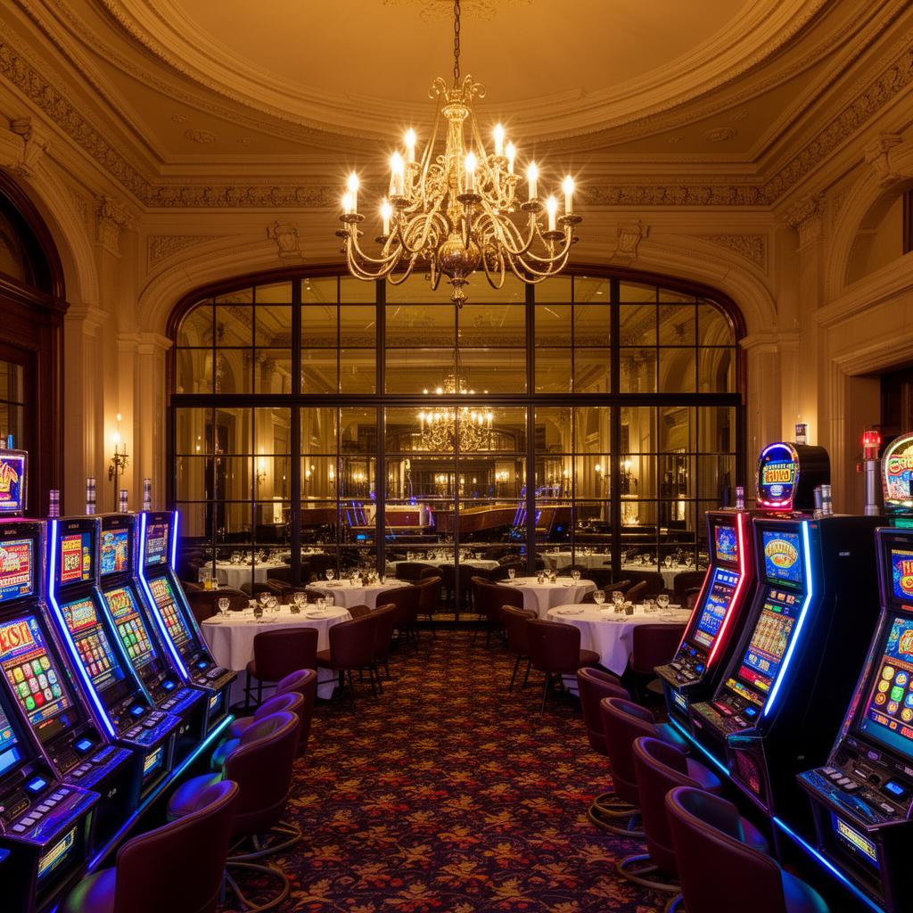 The Crown Lounge in Melbourne featuring plush seating, modern pokies machines and a fine dining area