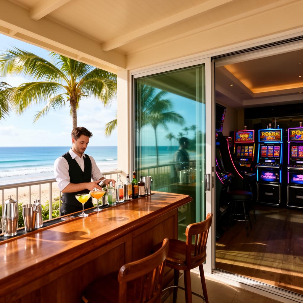 Surfers Paradise Gaming Club on the Gold Coast with tropical open-air terrace and pokies lounge